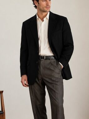 Gianfranco Ruffini Italy 100% Camel Hair Blazer Sport Coat 43L Black
